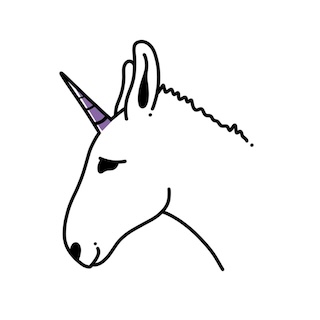 A donkey dressed up as a unicorn